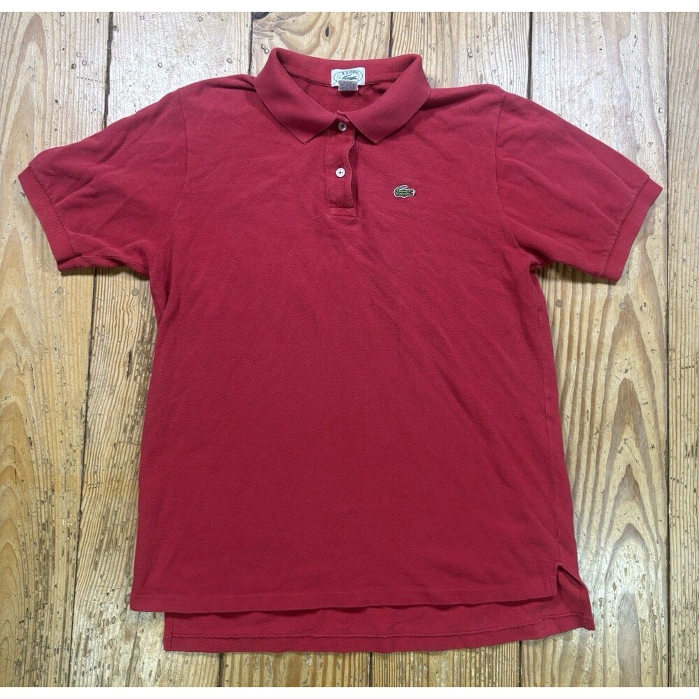 VTG Izod Lacoste Polo Shirt Regular Fit Size Large Burgundy Red Cotton Preppy